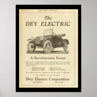 Electric Vehicles Motor Cars Vintage Poster