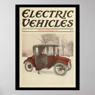 Electric Vehicles Motor Cars Vintage Poster