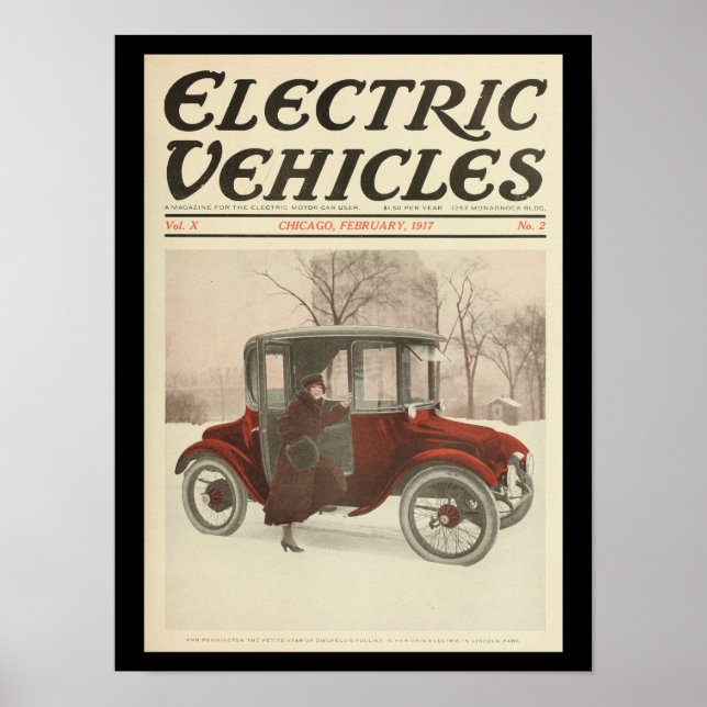 Electric Vehicles Motor Cars Vintage Poster (Front)