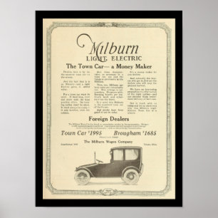 Electric Vehicles Motor Cars Vintage Print