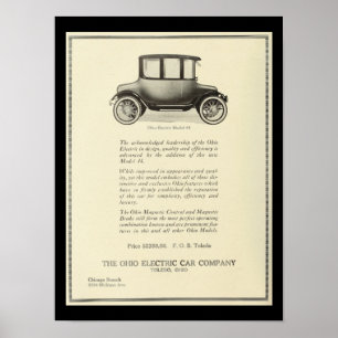 Electric Vehicles Motor Cars Vintage Print