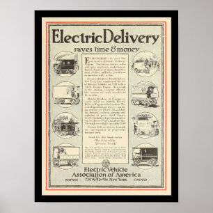 Electric Vehicles Motor Cars Vintage Print Truck