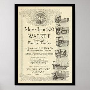 Electric Vehicles Motor Cars Vintage Print Trucks