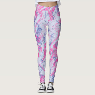 Electric Vibe Abstract Leggings – Pink & Blue Ener