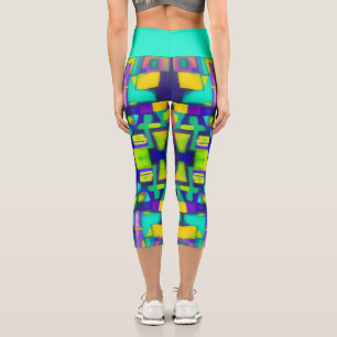 Electric Vibes Dreams Stylish Vintage Abstract Art Capri Leggings