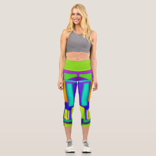 Electric Vibes Dreams Stylish Vintage Abstract Art Capri Leggings