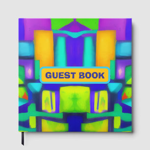 Electric Vibes Dreams Stylish Vintage Abstract Art Guest Book