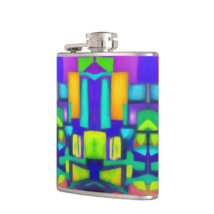 Electric Vibes Dreams Stylish Vintage Abstract Art Hip Flask