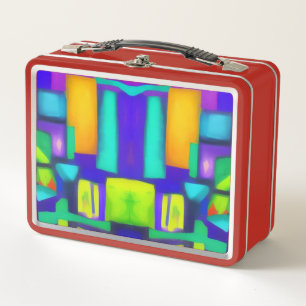 Electric Vibes Dreams Stylish Vintage Abstract Art Metal Lunch Box