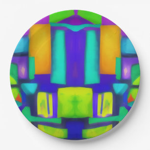 Electric Vibes Dreams Stylish Vintage Abstract Art Paper Plate