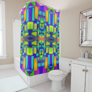 Electric Vibes Dreams Stylish Vintage Abstract Art Shower Curtain
