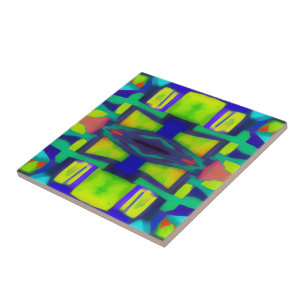 Electric Vibes Dreams Stylish Vintage Abstract Art Tile