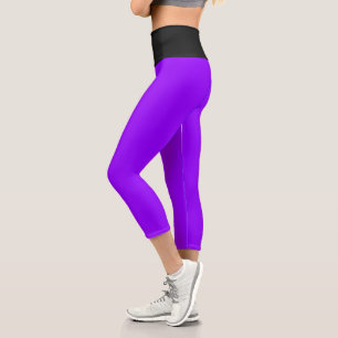 Electric Violet Black High Waisted Yoga Capris