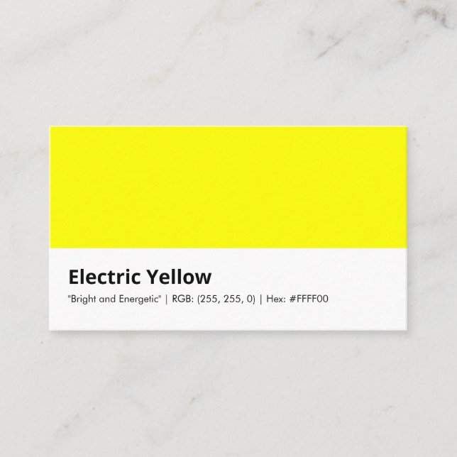 Electric Yellow | "Bright and Energetic" Business Card (Front)