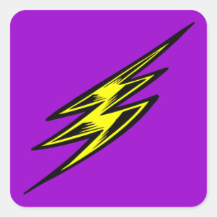 Electric Yellow Lightning Bolt Square Sticker