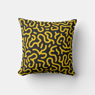 Electric Yellow Reaction Diffusion Abstract Cyberp Cushion