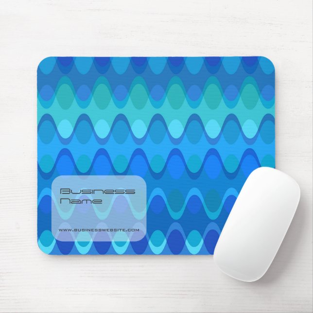 Electric Zig Zag Blue Waves Mod Abstract Pattern Mouse Mat (With Mouse)