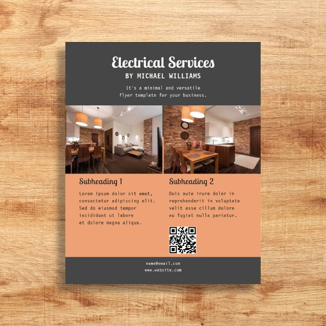 Electrical Business Retro Script Photo Orange Flyer (Creator Uploaded)