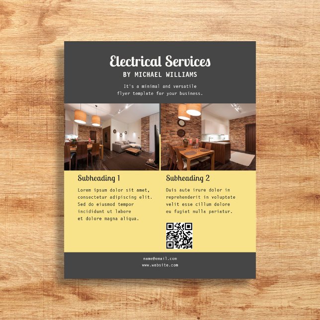 Electrical Business Retro Script Photo Yellow Flyer (Creator Uploaded)