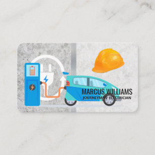 Electrical Cars Hardhat Engineer Business Card