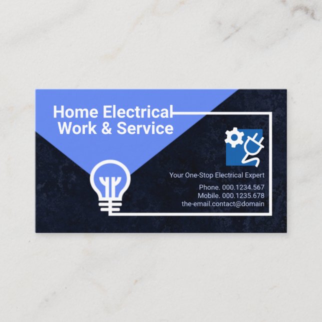 Electrical Circuit Dark Blue Grunge Electrician Business Card (Front)