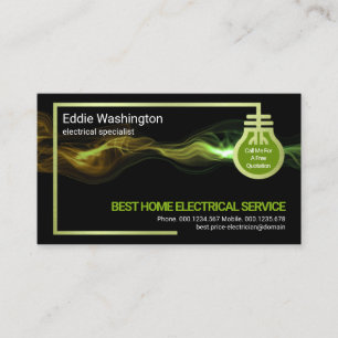 Electrical Circuit Frame Green Lightning Power Business Card