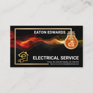 Electrical Circuit Frame Red Lightning Business Card
