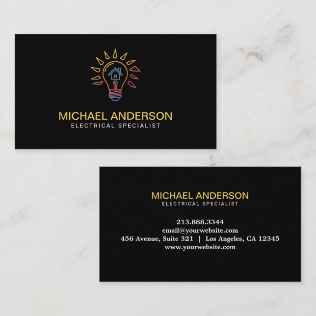 Electrical Contractor Electrician Professional     Business Card (Front/Back)