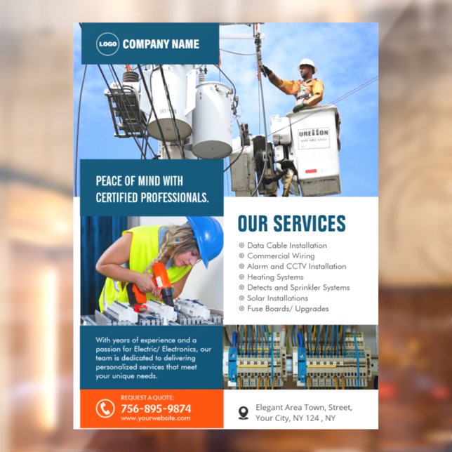 Electrical Contractor Services Custom Window Cling (Sheet 2)