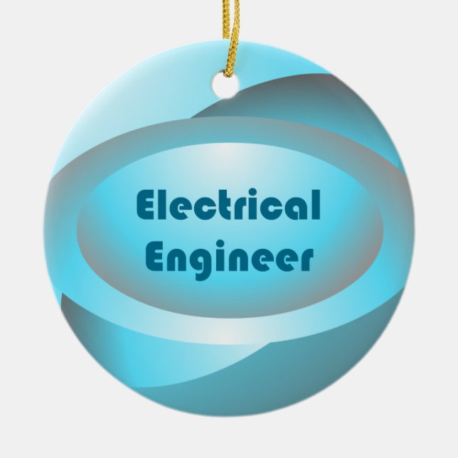 Electrical Engineer Blue Ceramic Tree Decoration (Front)