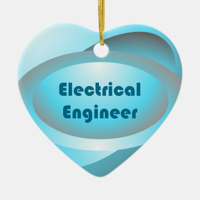 Electrical Engineer Blue Ceramic Tree Decoration (Front)