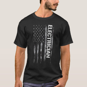 Electrical Engineer Electrician   American Flag T-Shirt