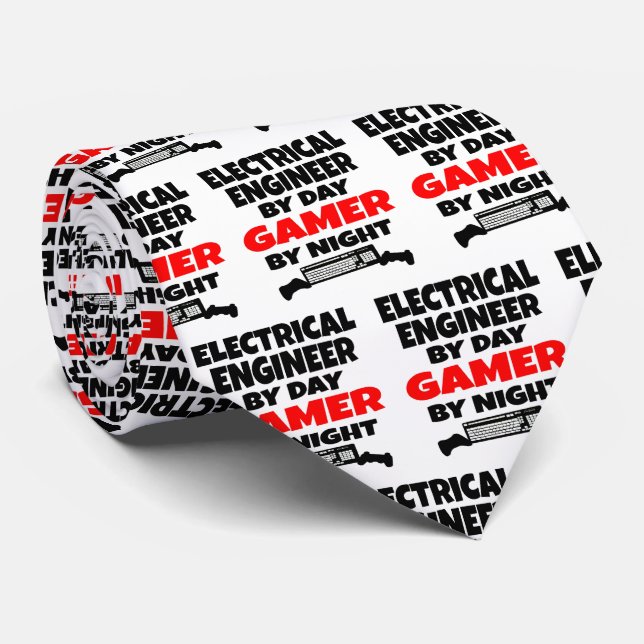 Electrical Engineer Loves Playing Video Games Tie (Rolled)