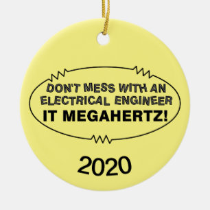 Electrical Engineer Megahertz Oval Ceramic Tree Decoration