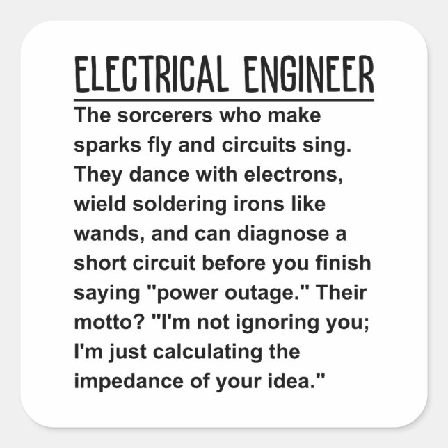 Electrical engineer square sticker (Front)