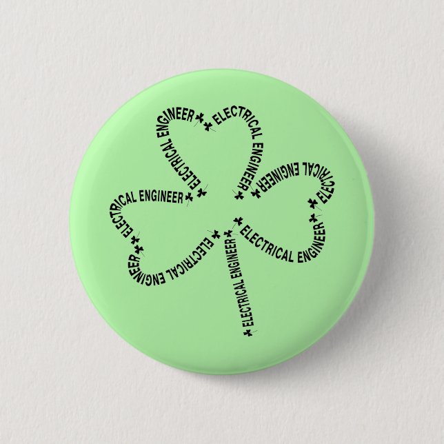 Electrical Engineer Text Shamrock 6 Cm Round Badge (Front)