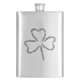 Electrical Engineer Text Shamrock Hip Flask