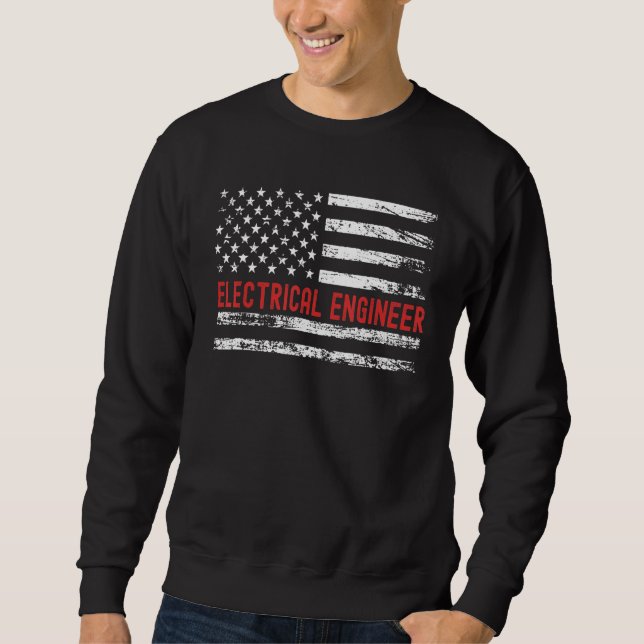 Electrical Engineer USA Flag Profession Retro Job  Sweatshirt (Front)