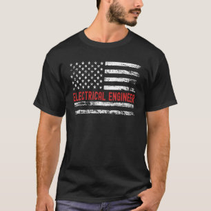 Electrical Engineer USA Flag Profession Retro Job T-Shirt
