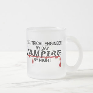 Electrical Engineer Vampire by Night Frosted Glass Coffee Mug