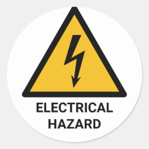 Electrical Hazard Warning, Electric Shock Symbol Classic Round Sticker