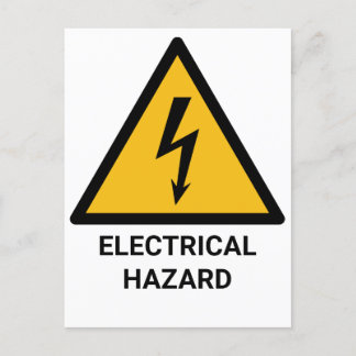 Electrical Hazard Warning, Electric Shock Symbol Postcard