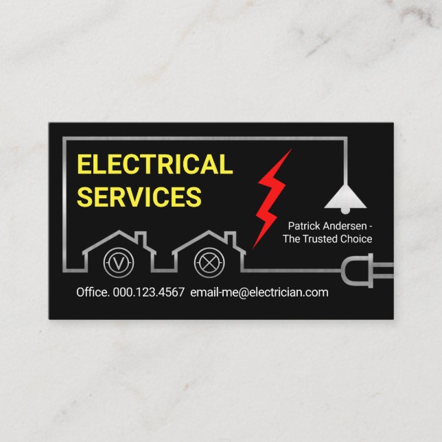 Electrical Home Power Circuit Line Business Card (Front)