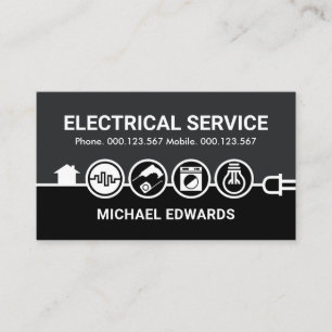 Electrical Icons Power Line Charging Business Card