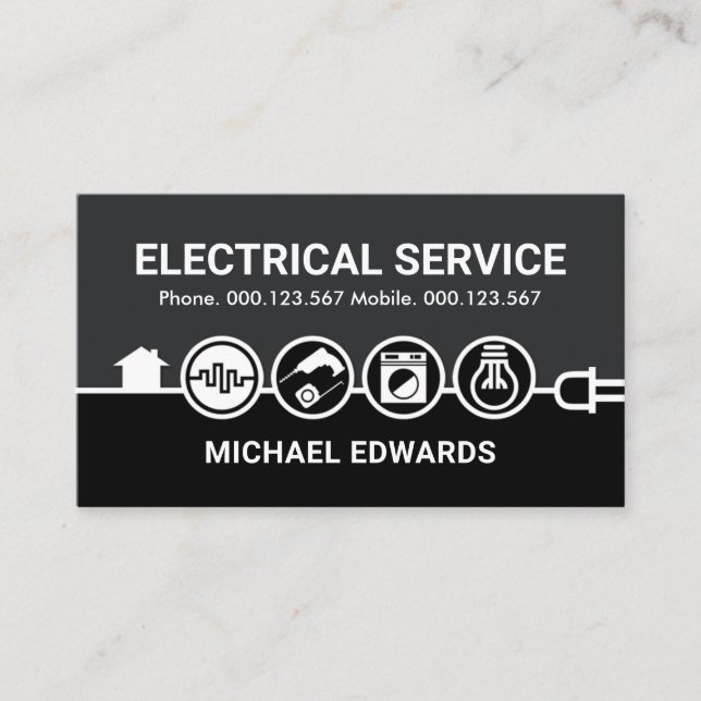 Electrical Icons Power Line Charging Business Card (Front)
