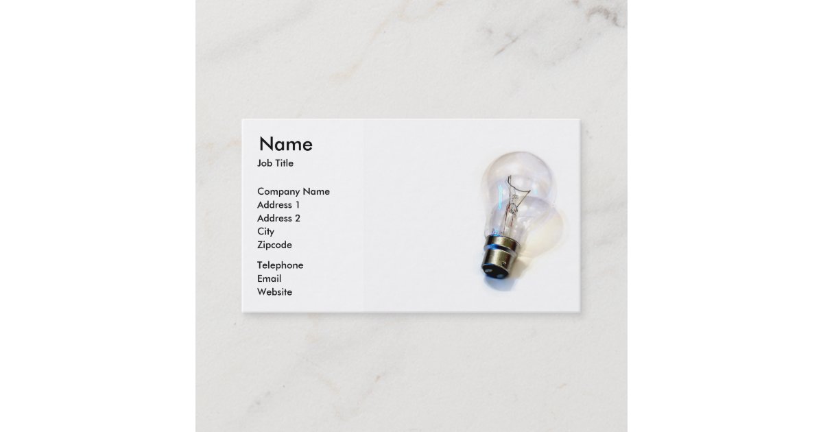 Electrical Lighting Light Bulb Business Card Zazzle