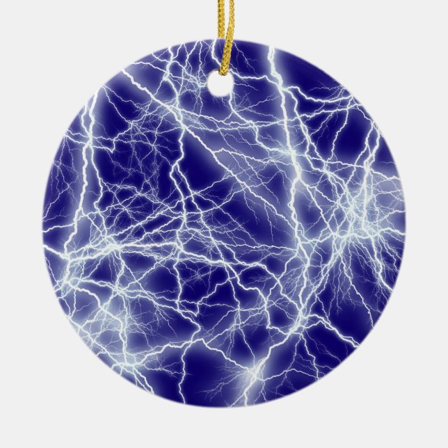 Electrical Lightning Sparks Ceramic Round Ornament (Front)