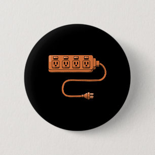 Electrical Outlet Plug And Socket Couples Hallowee 6 Cm Round Badge