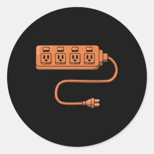 Electrical Outlet Plug And Socket Couples Hallowee Classic Round Sticker
