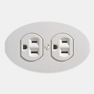 Electrical Outlet Plug-in Oval Sticker